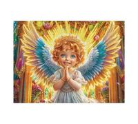 Pequeño ángel de alas Doradas Puzzles 500 Piezas Maquetas 3D Educativas Profesionales Cute Pets Warm The Heart Rompecabezas para Familia Construir DIY Moderno Aliviar Estrés Decoración 500 PCS