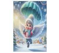 Pequeño ángel lindo rompecabezas de madera de 1000 piezas para adultos y niños, rompecabezas imposible, juego de paciencia colorido a partir de 12 años (78×53cm)