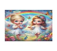 Pequeño ángel lindo rompecabezas de madera infantil 1000 piezas - Juego EduChative Motricidad fina y concentración - Puzzles para adultos (75 × 50 cm)