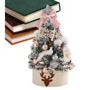 Pequeño árbol de Navidad que funciona con pilas, decoraciones vintage | Decoración LED de escritorio para árbol de Navidad para el hogar, oficina, sala de estar, estante, chimenea, entrada