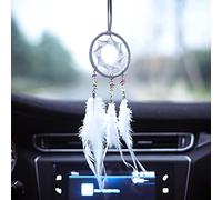 Pequeño Atrapasueños Hecho a Mano Pluma Atrapasueños Interior del Coche Espejo Retrovisor Adorno Colgante Boho Ventana Colgando para Creativo Hogar Adornos Arte Decoraciones Dream Catcher (Blanco)