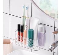 Pequeño Autoadhesivo Estante Ducha de Plástico, Estanteria Baño Sin Taladro，Organizador Transparente Sin Tornillos， Balda Baño Pared para Champú, Gel de Ducha, Especias de Cocina y Pequeños Objetos