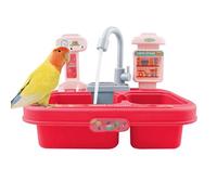 Pequeño baño para pájaros para mascotas, baño de loro interior, juguetes y cacatúas | Ballas para pájaros para loros con grifo de rotación de 180 °, para
