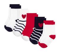 Pequeño barco 5 pares de calcetines de bebé de algodón rayas y corazones A0e3j01 accesorios mixtos para bebé (lote de 5), Multicolor, 19-22