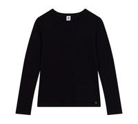 Pequeño Barco Camiseta de Las Mujeres icónico de Algodón Calado de Manga Larga, Negro, M