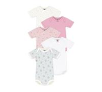 Petit Bateau Lote de 5 bodies de manga corta, 2 lisos y 3 estampados. Talla 74 cm (12 meses). Color Rosa