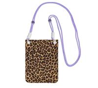 Pequeño bolso cruzado para llevar una bolsa para teléfono móvil en diagonal con estampado de leopardo, papel tapiz mini monedero de hombro cartera para teléfono inteligente, Púrpura, Talla única