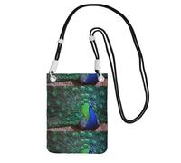 Pequeño bolso cruzado para llevar una bolsa para teléfono móvil en diagonal, hermoso pavo real, mini monedero de hombro, cartera para teléfono inteligente, Negro -, Talla única