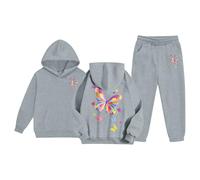 Pequeño Circo Sudadera con Capucha para niñas y niños, Conjunto de chándal Unisex de Dos Piezas con Capucha y Pantalones Deportivos Sudadera Adolescente Hombre (Grey, 4-5 Years)