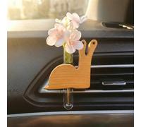 Pequeño clip de ventilación de cristal para florero, soporte de madera, difusor de aroma de coche, soporte para plantas, decoración de interiores de automóviles (caracol de haya)