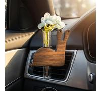 Pequeño clip de ventilación de cristal para florero, soporte de madera, difusor de aroma de coche, soporte de plantas para decoración de ventilación de coche, decoración interior de automóviles