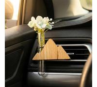 Pequeño clip de ventilación de cristal para florero, soporte de madera, difusor de aroma de coche, soporte para plantas, decoración de interiores de automóviles (pico de haya)