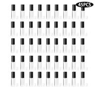 PEQUEÑO CONTENEDOR DE TUBO DE BRILLO DE LABIOS BOTELLAS VACÍAS 45PCS DIY MINI TUBO DE LÁPIZ LABIAL CUBIERTA NEGRA 1.2ML