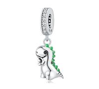 Pequeño dije colgante de dinosaurio, accesorio de pulsera con dije de plata de ley 925, compatible con Collar de pulsera Pandora