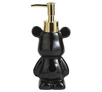 Pequeño dispensador de jabón de baño con Bomba, Bonito diseño en Forma de Oso, dispensador de jabón líquido de cerámica (Negro)