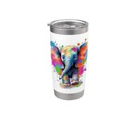 Pequeño elefante con ojos saltones Vaso térmico de acero inoxidable de doble pared