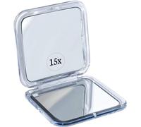Pequeño Espejo de Bolsillo con Aumento 15X - Plegable y Portátil para Maquillaje - Regalos para Mujeres Que Viajan Mucho (Plata)
