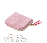 Pequeño Estuche De Joyas Para Viaje,Portador Compacto Con Cremallera - Caja De Joyas Viajera De Franela | para Collar, Anillo, Mujeres, Adolescentes, Niñas, Amigas, Señora, Madre, Vacaciones, Viaje La