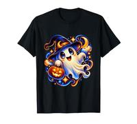 Pequeño Fantasma cósmico con Calabaza mágico Arte de Halloween Camiseta