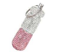 Pequeño frasco decorativo único y delicado con incrustaciones de diamantes para medicamentos con incrustaciones de diamantes, caja organizadora de almacenamiento de píldoras brillantes, sensación de