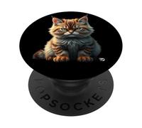 Pequeño gato lindo y malvado, mal de ojo, animal divertido PopSockets PopGrip Adhesivo