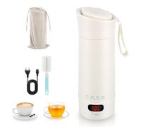 Pequeño Hervidor de Agua Portátil 400ML, 3 en 1 Hervidor Agua Electrico Pequeño, Calentador de Agua Portatil con 4 Niveles de Temperatura, Mini Taza de Agua para Hacer Leche, Café y TéEléctrica