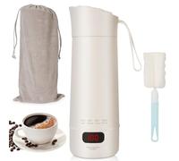 Pequeño hervidor de agua portátil, 400ML Hervidor de Viaje, 3 en 1 Mini Taza de Agua Eléctrica, 4-Temperaturas, Materiales Inoxidables, Apagado Automático, para Hacer Leche, Café y Té