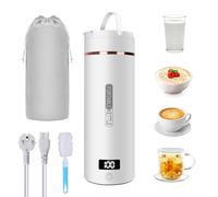 Pequeño Hervidor de Agua Portátil 450ML, Hervidor De Agua Portátil Pequeño, 3 en 1 Hervidor Eléctrico y Termo Hervidor de Viaje Doble Capa 316 Acero Inoxidable, para Hacer Leche, Café, Té