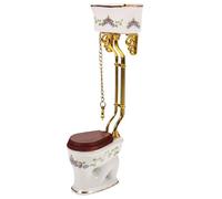 Pequeño inodoro de cerámica para casas de muñecas, baño, modelo de muebles en miniatura a escala 1/12 con diseño detallado, modelo de inodoro en miniatura de cerámica