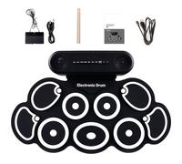 Pequeño juego de batería electrónica para practicar tambor, almohadilla de silicona con textura de música, herramienta adecuada para viajes y conciertos al aire libre