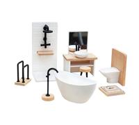 Pequeño juego de inodoro de cerámica - Cabina de ducha de bañera, espejo realista para cuarto de baño | Pequeño lavabo de resina para niños que actúan como si estuvieras jugando en la casa de muñecas