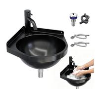 Pequeño lavabo de pared montado en ángulo Lavabo de acero inoxidable con | Lavabo para espacios pequeños para usar en lavadero y jardín, patio, apartamento, baño y , pasillo &