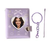 Pequeño libro de fotos - 35 g lindo colgante portátil de PVC titular de tarjetas de almacenamiento de fotos para álbumes de recortes con llavero para niños, adolescentes, adultos, cumpleaños, boda