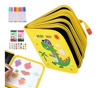 Pequeño Libro Para Colorear Mágico De Agua: Almohadillas Reutilizables Para Garabatos De Dinosaurios Y Animales, Juguetes De Libro De Garabatos De Agua Con 12 Bolígrafos, Actividades De Aprendizaje En