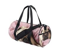 Pequeño Lindo Perro Raza Pug durmiendo Gimnasio Bolsa de Lona Viaje Fin de Semana Equipaje Bolso para Hombres Mujeres Deportes y Noche