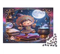 Pequeño Mago mágico Puzzle de 1000 Piezas Papel para Adultos Escena de Cielo Estrellado fantástica Juego de Puzzle 1000 Piezas Relajación Decoración Regalo 52x38cm/1000pcs