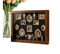 Pequeño marco con silueta de museo, 22,7 x 31,4 x 3,7 cm, recuerdo de bricolaje, de museo en miniatura, artesanía de resina de madera con luz cálida, expositor decorativo para bodas, Comple