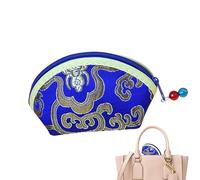 Pequeño monedero - Cremallera bordada vintage china, organizadora de joyas, de regalo accesorio pequeño, con cremallera diseño clásico, de viaje vintage | To, Azul, se