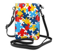 Pequeño monedero para teléfono celular de 19,3 x 12,4 cm, piezas de rompecabezas DDCXZPP para concienciación sobre el autismo, impresión de corazón, moderno, práctico y multifuncional para caminar