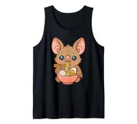 Pequeño murciélago japonés de Herradura Comiendo Ramen Kawaii Lindo Camiseta sin Mangas