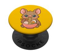 Pequeño murciélago japonés de Herradura Comiendo Ramen Kawaii Lindo PopSockets PopGrip Adhesivo