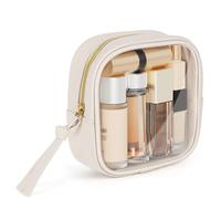 Pequeño Neceser Estuche de Maquillaje para Mujer Niña Portátil Bolsa Transparente Organizadora para Viaje Mini Neceser de Aseo Transparente Impermeable PU con Bandas de Sujeción 12 x 4 x 12 cm