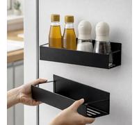 Pequeño organizador magnético para frigorífico con 2 ganchos - 26,7 x 8,9 x 5,8 cm, drenaje, estante para especias, soporte para vasos, organizador para Stanley y vasos para almacenamiento en la
