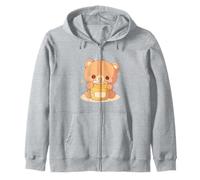 Pequeño Oso Comiendo de un Tarro de Miel Chibi Kawaii Funny Art Sudadera con Capucha