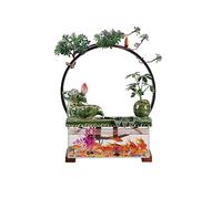 Pequeño Pecera de Cristal con círculo de luz, pecera Que Fluye, Acuario de Cristal Transparente Rectangular, Adornos for el hogar, Decoraciones de Oficina para Peces Dorados