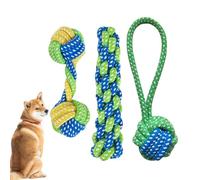 Pequeño perro cuerda de juguete, 3 paquetes Puppy Tug, Bite-Resistant Chew Accessory, Teeth Cleaning Aid, Duradera Grinding Plaything for Interior and Outdoor Pets Training Fun, Green Blue