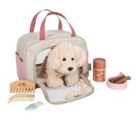 Pequeño pie perro con bolsa de transporte y set de cuidado rosa, conjunto de animales de compañía, a partir de 2 años