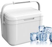 Pequeño refrigerador, rígido, aislado portátil para fiestas, acampar, arena de playa y actividades al aire libre (White)