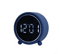 Pequeño reloj despertador de escritorio con anillo mecánico fuerte, movimiento analógico silencioso, luz nocturna ajustable y fuente de alimentación dual (azul)