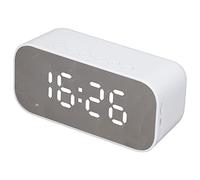 Pequeño Reloj Despertador Digital, Reloj Despertador para Dormitorios, Control de Atenuación, Alarma Dual, Radio Reloj Despertador FM con Altavoz Bluetooth, para Sala de Estar, Oficina en(Blanco)